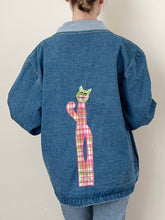 Load image into Gallery viewer, 1990s Shabby Chic Denim Novelty Cat Jean Jacket (L)