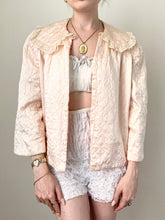 Load image into Gallery viewer, Pink Silk Satin Quilted Antique 1930s 1940s Bed Jacket (S)