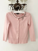Load image into Gallery viewer, Pink Vintage 1950s Style Beaded Bow Cardigan Sweater