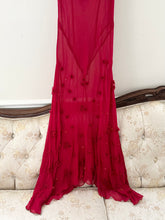 Load image into Gallery viewer, 90s Red Sheer Silk Designer Gown Dress (S/M)