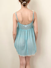 Load image into Gallery viewer, Baby Blue Vintage Victoria’s Secret Slip Dress Set (L)