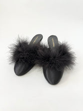 Load image into Gallery viewer, Black Feather Kitten Heel Mules (5.5)