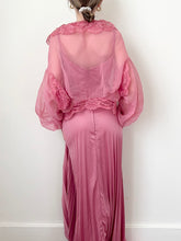 Load image into Gallery viewer, Pink Mauve Silky Slip Dress Nightgown & Bed Jacket Set (M)