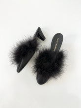 Load image into Gallery viewer, Black Feather Kitten Heel Mules (5.5)