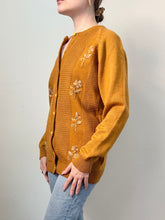 Load image into Gallery viewer, 60s Burnt Orange Floral Embroidered Cardigan (S)