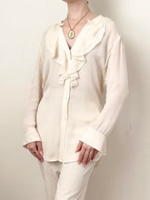 Load image into Gallery viewer, Pure Silk Y2K 2000s Ruffle Blouse (S)
