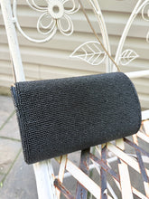 Load image into Gallery viewer, Vintage 1990s Black Beaded Rose Handbag Purse