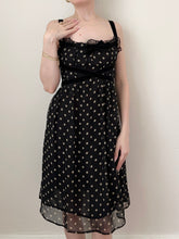 Load image into Gallery viewer, Black Silk Polka Dot Velvet Ribbon Babydoll Dress (M)