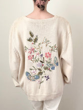 Load image into Gallery viewer, Embroidered Flowers and Butterfly Cardigan Sweater (XL)