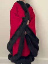 Load image into Gallery viewer, Parisian Red Wool Fur Trim Cape (M/L)
