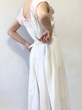 Load image into Gallery viewer, 1970s White Slip Dress Nightgown with Pink Lace Trim (S-L)