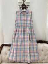 Load image into Gallery viewer, 80s Pastel Colorful Plaid Dress (L)