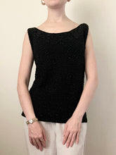 Load image into Gallery viewer, Hand Made 1960s Black Wool Beaded Sleeveless Blouse
(M)