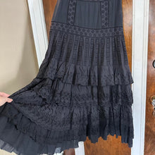 Load image into Gallery viewer, Black Eyelet Cotton Boho Fairy Tier Skirt (S, 28”)