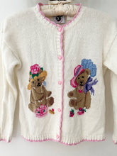 Load image into Gallery viewer, 80s 90s Teddy Bear Cardigan Sweater (xxs)