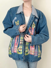 Load image into Gallery viewer, 1990s Shabby Chic Denim Novelty Cat Jean Jacket (L)