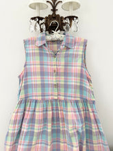 Load image into Gallery viewer, 80s Pastel Colorful Plaid Dress (L)