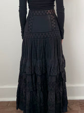 Load image into Gallery viewer, Black Eyelet Cotton Boho Fairy Tier Skirt (S, 28”)