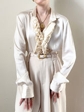 Load image into Gallery viewer, Vintage Italian Pure Silk Ruffle Blouse (S/M)