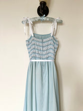 Load image into Gallery viewer, 1970s Baby Blue Lace Ruffle Coquette Cotton Gown Ribbon Dress (XS)