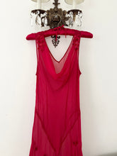 Load image into Gallery viewer, 90s Red Sheer Silk Designer Gown Dress (S/M)
