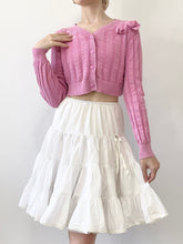 Load image into Gallery viewer, Pink Pointelle Heart Cropped Cardigan (XS)
