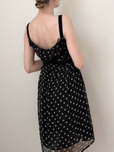 Load image into Gallery viewer, Black Silk Polka Dot Velvet Ribbon Babydoll Dress (M)
