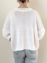 Load image into Gallery viewer, 80s 90s White and Blue Floral Knit Sweater (M)
