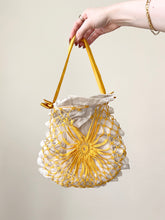 Load image into Gallery viewer, Antique Edwardian 1900s Mustard Yellow Crochet Purse Bag