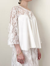 Load image into Gallery viewer, White Silky Lace 1950s Princess Belle Sleeve Bed Jacket (S/M)