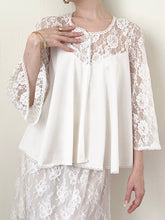 Load image into Gallery viewer, White Silky Lace 1950s Princess Belle Sleeve Bed Jacket (S/M)