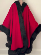 Load image into Gallery viewer, Parisian Red Wool Fur Trim Cape (M/L)