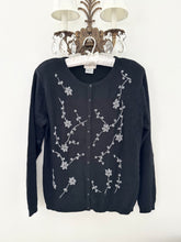 Load image into Gallery viewer, Silk Angora Blend Floral Beaded Cardigan (L)