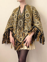 Load image into Gallery viewer, 60s Reversible Celestial Sun Boho Tapestry Poncho (OS)