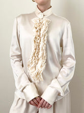 Load image into Gallery viewer, Vintage Italian Pure Silk Ruffle Blouse (S/M)