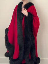 Load image into Gallery viewer, Parisian Red Wool Fur Trim Cape (M/L)