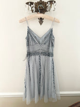 Load image into Gallery viewer, Blue Gray Beaded Tulle Mini Dress (S)