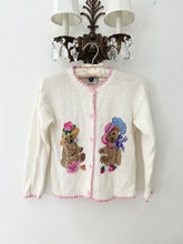 Load image into Gallery viewer, 80s 90s Teddy Bear Cardigan Sweater (xxs)