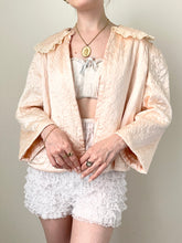 Load image into Gallery viewer, Pink Silk Satin Quilted Antique 1930s 1940s Bed Jacket (S)