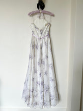 Load image into Gallery viewer, 1970s Purple Lavender Floral Organza Ribbon Dress (XS/S)