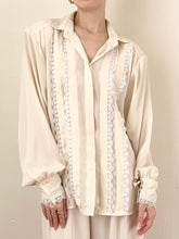 Load image into Gallery viewer, 1970s White Lace Ruffle Blouse (M)