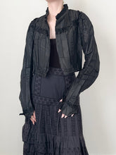Load image into Gallery viewer, Antique Victorian Black Silk Satin Bodice (XS/S)