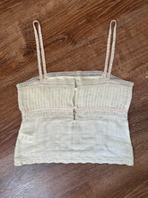 Load image into Gallery viewer, Dainty Cream Vintage Style Pink Ribbon Lace Cotton Camisole (XS/S)