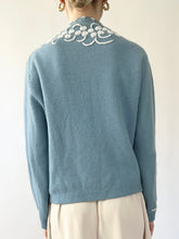 Load image into Gallery viewer, Robin Egg Blue 1950s Beaded Cardigan Sweater (S/M)