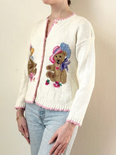 Load image into Gallery viewer, 80s 90s Teddy Bear Cardigan Sweater (xxs)