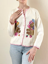 Load image into Gallery viewer, 80s 90s Teddy Bear Cardigan Sweater (xxs)