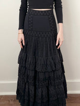 Load image into Gallery viewer, Black Eyelet Cotton Boho Fairy Tier Skirt (S, 28”)