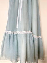 Load image into Gallery viewer, 1970s Baby Blue Lace Ruffle Coquette Cotton Gown Ribbon Dress (XS)