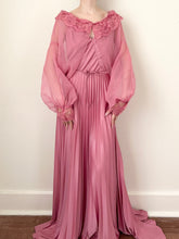 Load image into Gallery viewer, Pink Mauve Silky Slip Dress Nightgown & Bed Jacket Set (M)