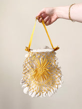 Load image into Gallery viewer, Antique Edwardian 1900s Mustard Yellow Crochet Purse Bag